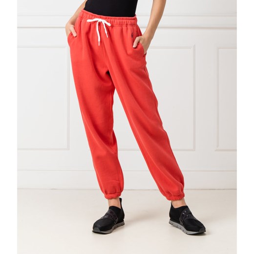 Spodnie damskie Polo Ralph Lauren czerwone gładkie 