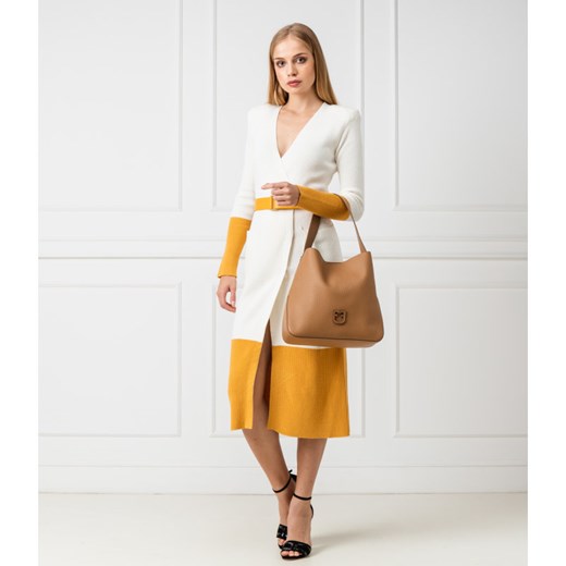 Shopper bag Furla duża żółta matowa bez dodatków na ramię 