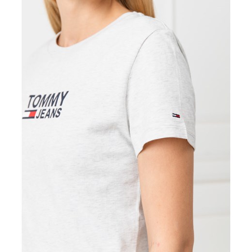 Bluzka damska Tommy Jeans biała z napisami młodzieżowa 