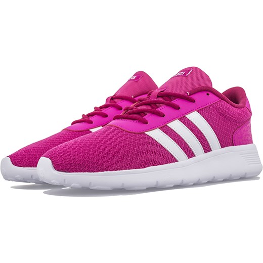 Buty sportowe damskie różowe Adidas dla biegaczy gładkie sznurowane płaskie skórzane 