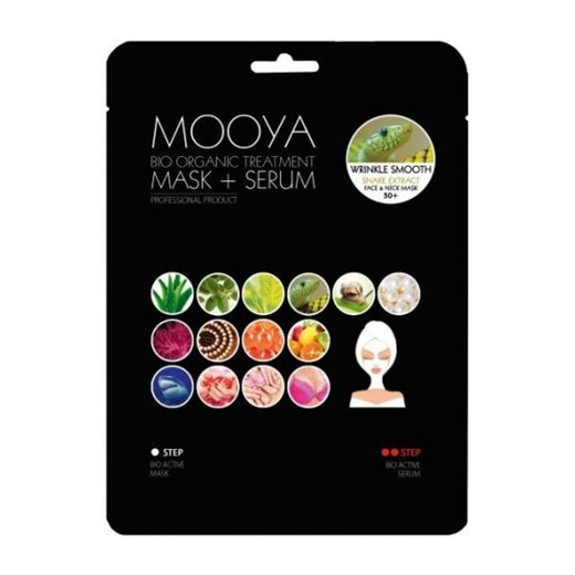 Mooya Bio Organic Treatment Mask + Serum Wrinkle Smooth dwuetapowy zabieg wygładzający zmarszczki na twarz i szyję (36g)+serum (6g)  Mooya  Horex.pl