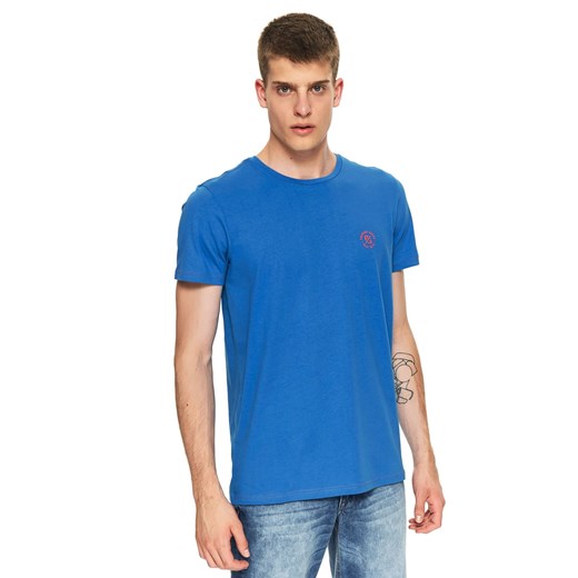 T-shirt męski Top Secret bez wzorów niebieski z krótkim rękawem 