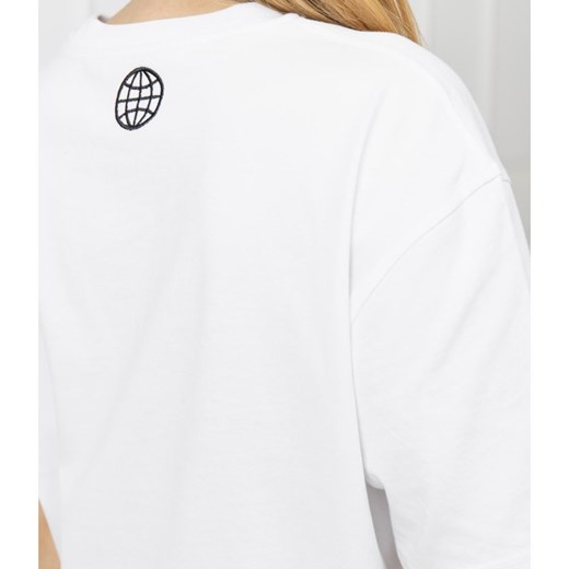 Bluzka damska McQ Alexander McQueen biała z okrągłym dekoltem z napisem 