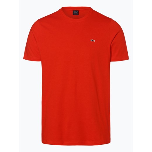 T-shirt męski Paul & Shark czerwony casualowy z krótkimi rękawami 