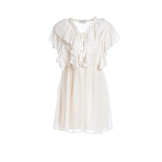Sukienka biała Renee bez wzorów mini z dekoltem w literę v 