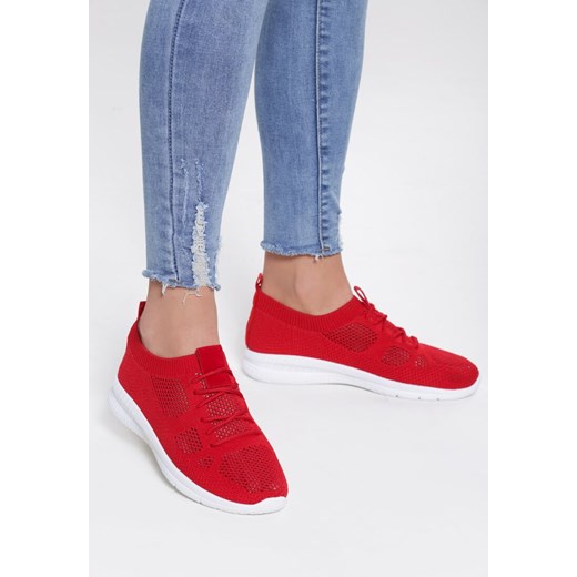 Buty sportowe damskie czerwone Renee na płaskiej podeszwie sznurowane 