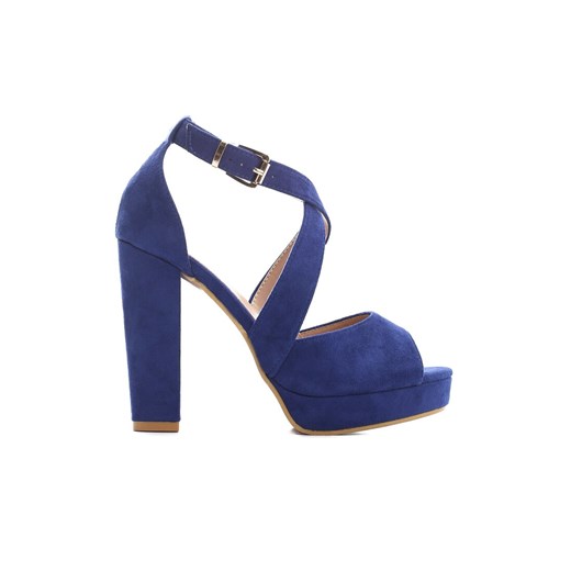 Niebieskie sandały damskie Renee eleganckie na lato bez wzorów 