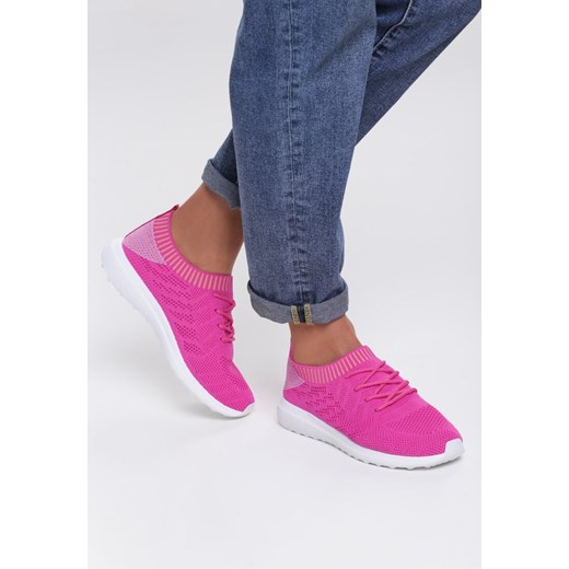 Renee buty sportowe damskie sznurowane różowe bez wzorów płaskie 