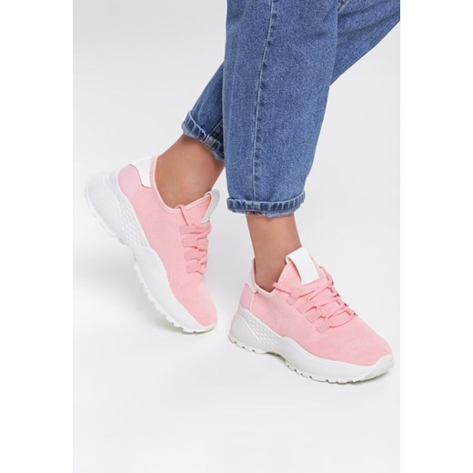Sneakersy damskie Renee różowe sznurowane 
