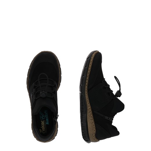 Buty sportowe damskie Rieker sneakersy w stylu młodzieżowym czarne sznurowane gładkie płaskie 