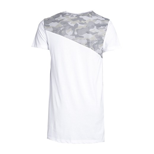 T-shirt męski Born2be biały z krótkim rękawem we wzór moro 