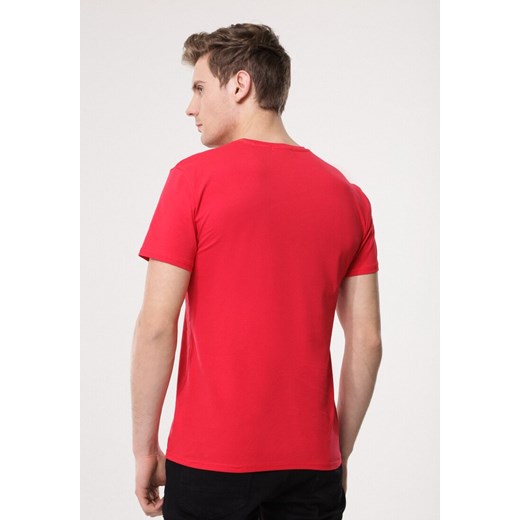 T-shirt męski czerwony Born2be młodzieżowy 