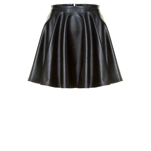 Black Leather-Like Skater Skirt
