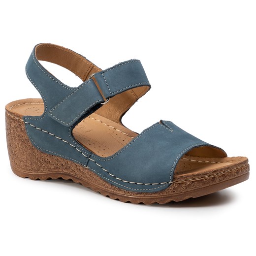 Sandały damskie niebieskie Lasocki na koturnie letnie 