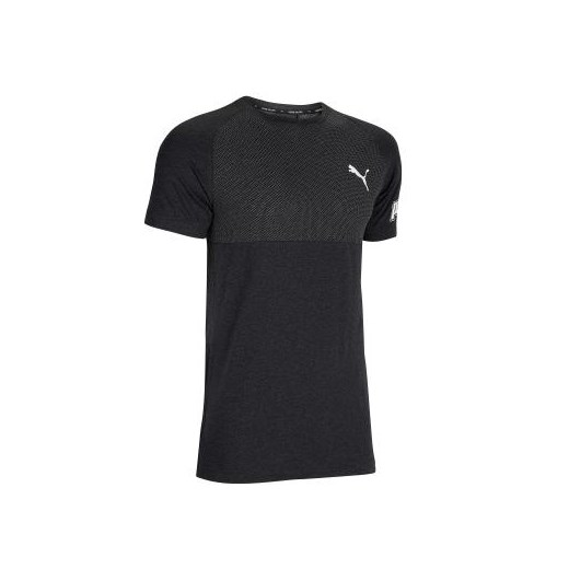 Czarna koszulka sportowa Puma z napisami letnia 