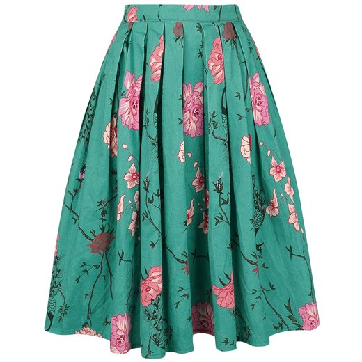 Banned Retro spódnica turkusowa w stylu vintage midi w kwiaty bawełniana 