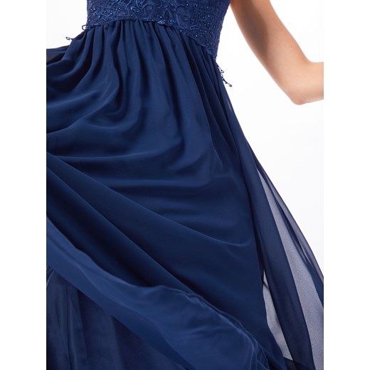 Sukienka Laona bez rękawów elegancka niebieska z okrągłym dekoltem na karnawał maxi 