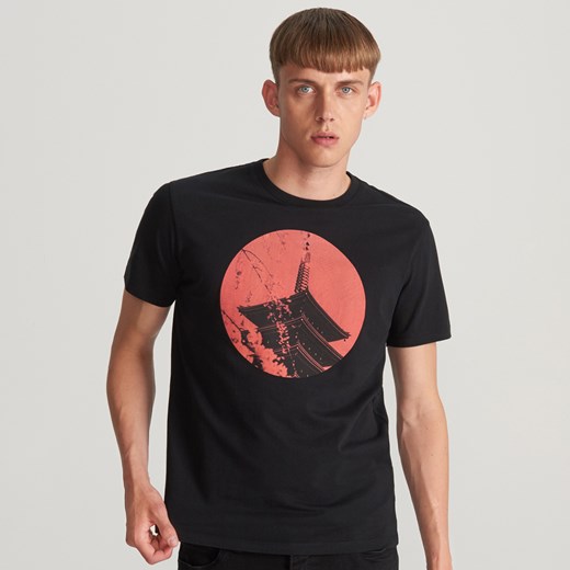 Reserved - T-shirt z bawełny organicznej - Czarny  Reserved XL 