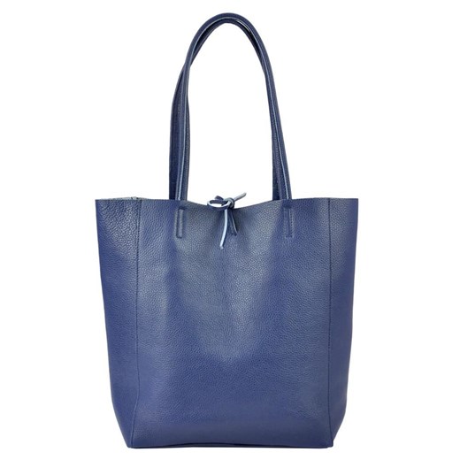 Shopper bag Patrizia Piu bez dodatków niebieska skórzana na ramię 