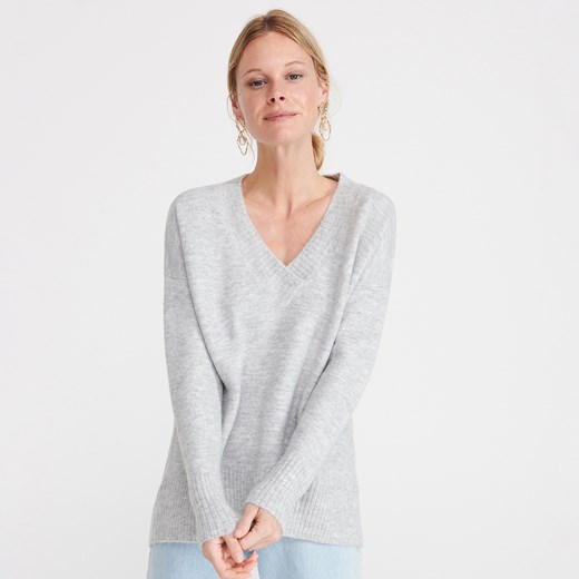 Reserved - Sweter z dekoltem w serek - Jasny szar Reserved  L 