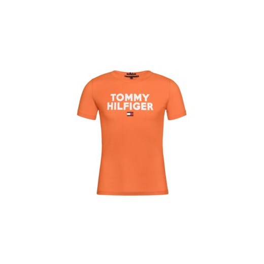 T-shirt chłopięce pomarańczowa Tommy Hilfiger z krótkim rękawem 