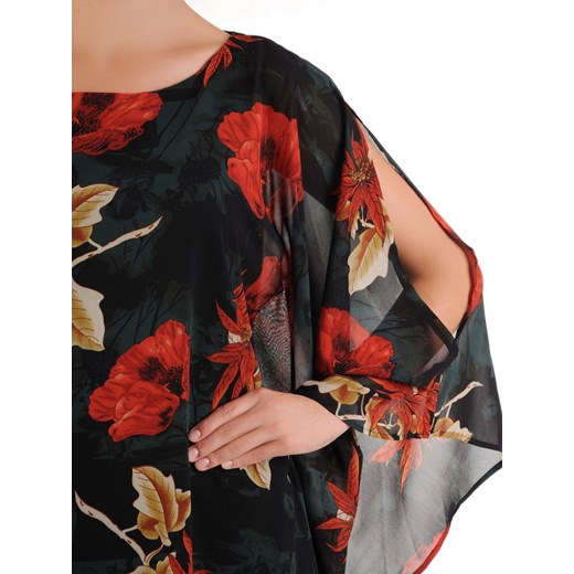 Sukienka z szyfonu, nowoczesna kreacja w fasonie maskującym brzuch 21579.   48 Modbis