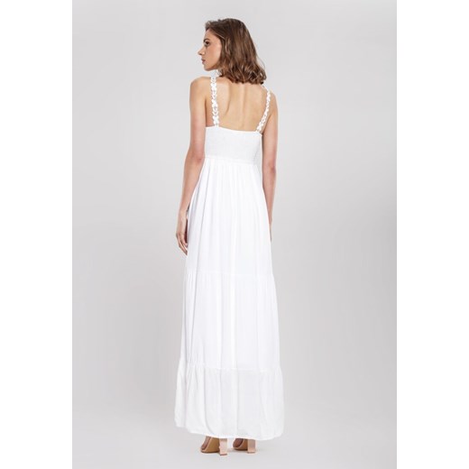 Sukienka biała Renee z dekoltem v maxi 
