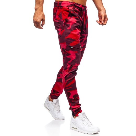 Spodnie męskie joggery bojówki moro-czerwone Denley 1003