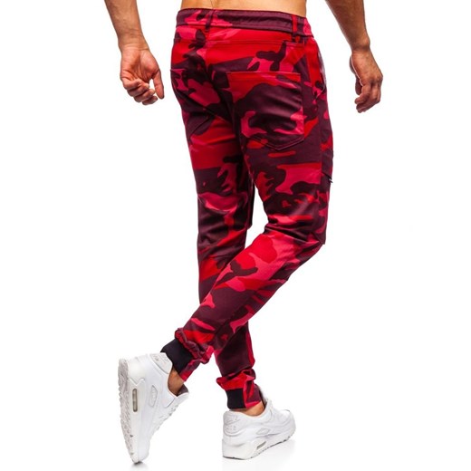 Spodnie męskie joggery bojówki moro-czerwone Denley 1003