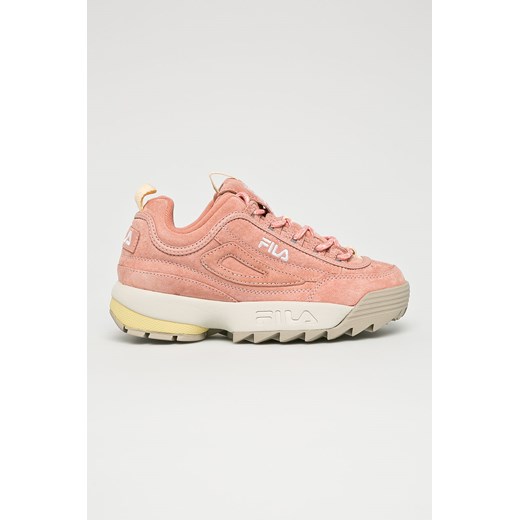 Fila sneakersy damskie różowe z zamszu na platformie gładkie sportowe