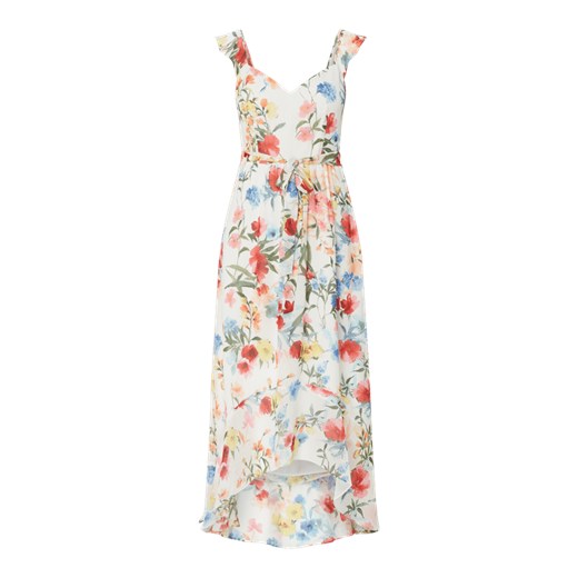 Sukienka z dłuższym tyłem z szyfonu z kwiatowym wzorem