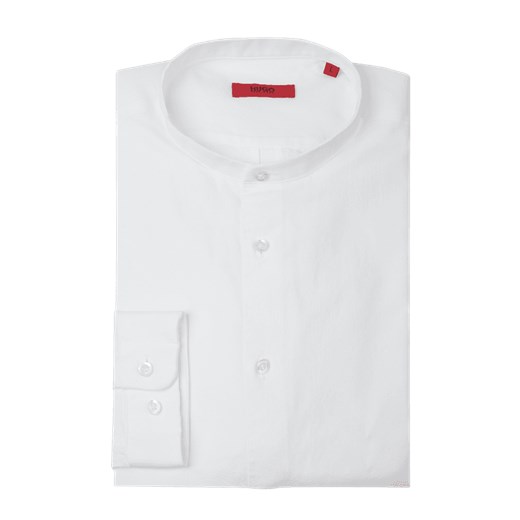 Biała koszula męska Hugo Boss z długim rękawem ze stójką bez wzorów 