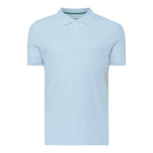 Niebieski t-shirt męski Montego z krótkim rękawem casual bawełniany 