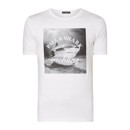 Biały t-shirt męski Paul & Shark z krótkim rękawem 