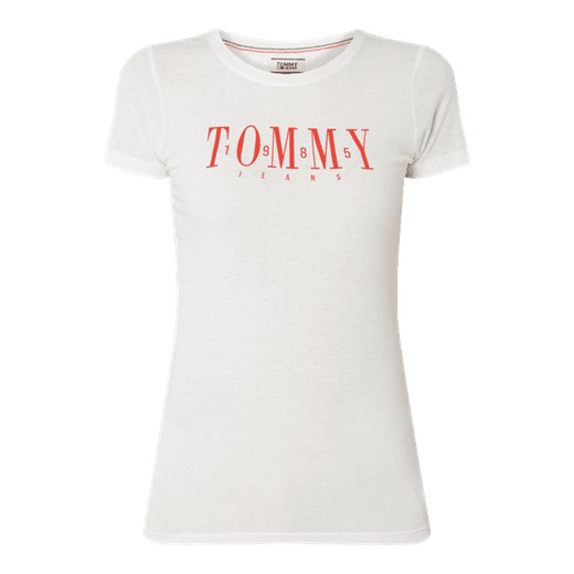 Bluzka damska biała Tommy Jeans z krótkim rękawem bawełniana 