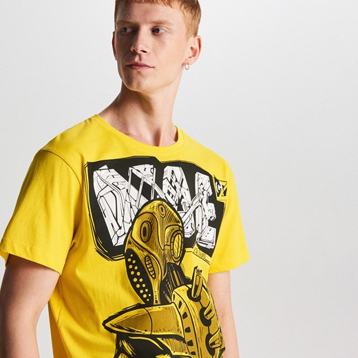 Cropp - Koszulka z nadrukiem - Żółty Cropp  XXL 