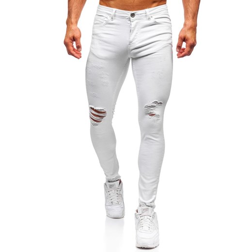 Spodnie jeansowe męskie białe Denley 3004
