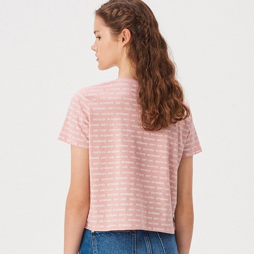 Sinsay - T-shirt oversize we wzory - Różowy  Sinsay S 