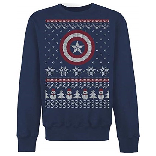 Unisex oficjalnej Marvel Captain America obywatele Krieg Fair Isle sweter bożonarodzeniowy -  xxl niebieski