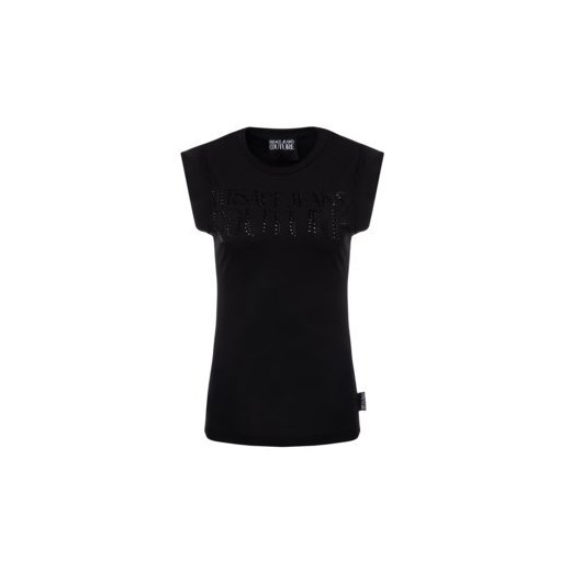 Bluzka damska czarna Versace Jeans z okrągłym dekoltem 
