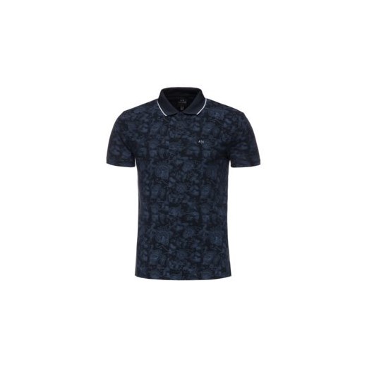 T-shirt męski niebieski Armani z krótkimi rękawami 