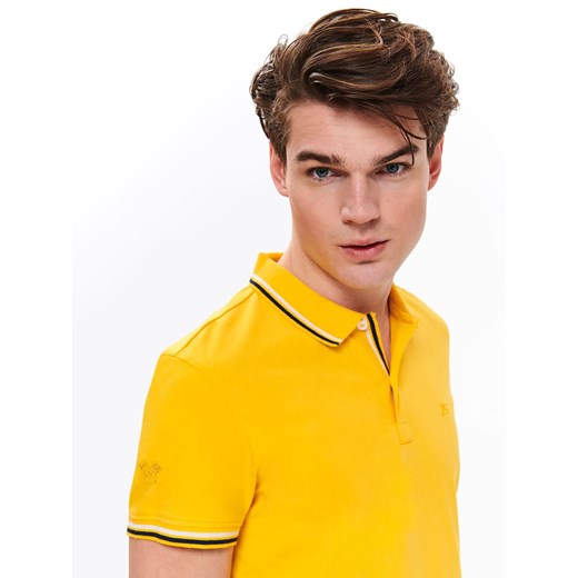 T-shirt męski Top Secret casualowy żółty z krótkim rękawem 