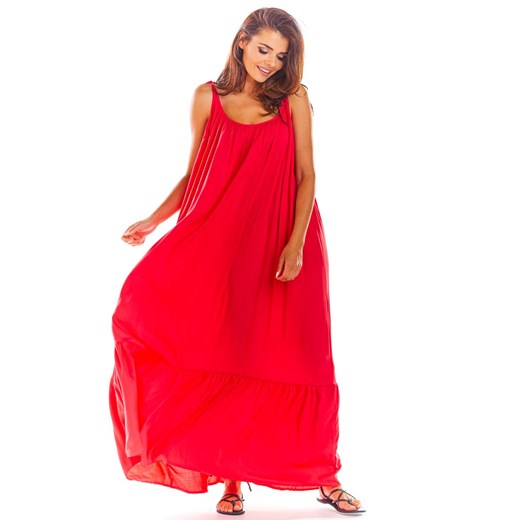 Sukienka czerwona Awama oversize na ramiączkach 