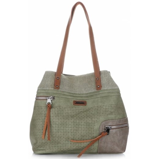 Oryginalne Ażurowe Torebki Damskie firmy David Jones z możliwością poszerzenia Khaki (kolory)