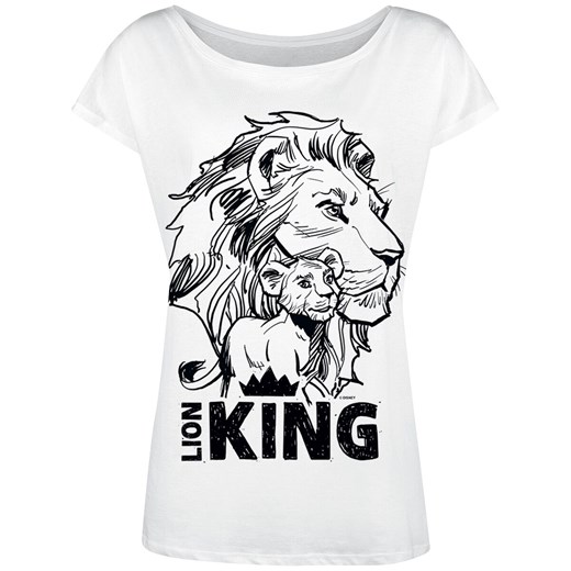 Bluzka damska biała The Lion King bawełniana z krótkimi rękawami 
