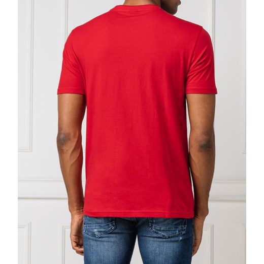 Czerwony t-shirt męski Boss Casual gładki z krótkim rękawem 