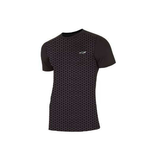 Koszulka sportowa czarna 4F w abstrakcyjnym wzorze 