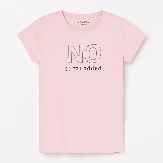 Reserved - T-shirt z napisem - Różowy Reserved  122 