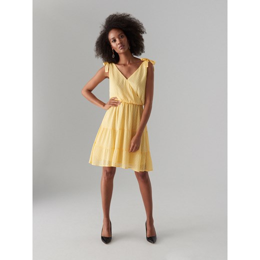 Mohito - Kopertowa sukienka z wiązaniami - Żółty Mohito  42 