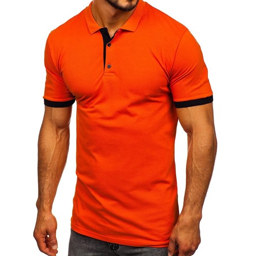T-shirt męski pomarańczowa Denley bez wzorów z krótkim rękawem 